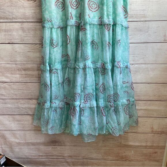 BOHO VERY WIDE LEG TIERED PANTS IN MINT GREEN - Picture 3 of 6